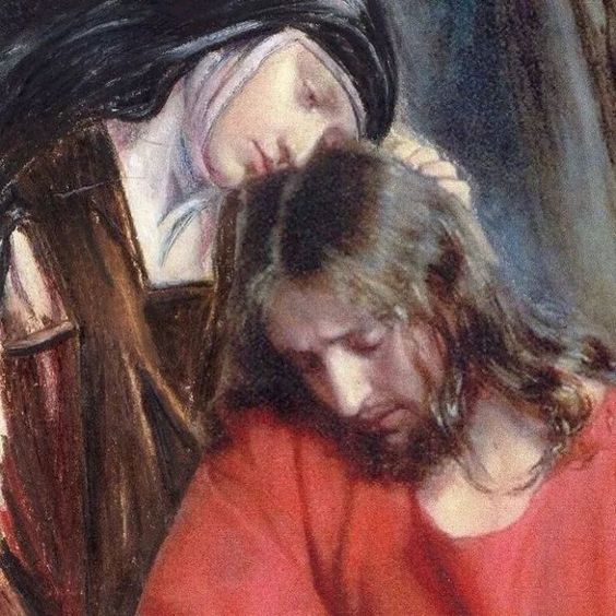 Carmelite nun with Jesus art by Carl henry Boch